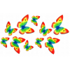 Motyle waflowe 3D do dekoracji tortu kolor tęczowy 10 sztuk
